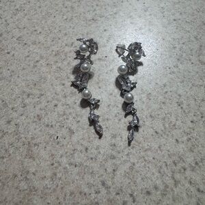 Elegant Silver and Pearl Drop Earrings